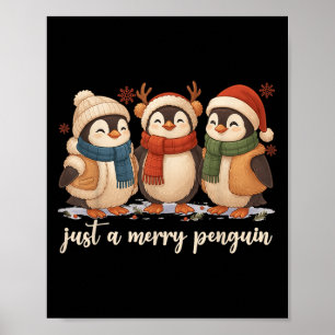 Poster Retro Funny Juste Un Joyeux Pingouin Mignonne Noël