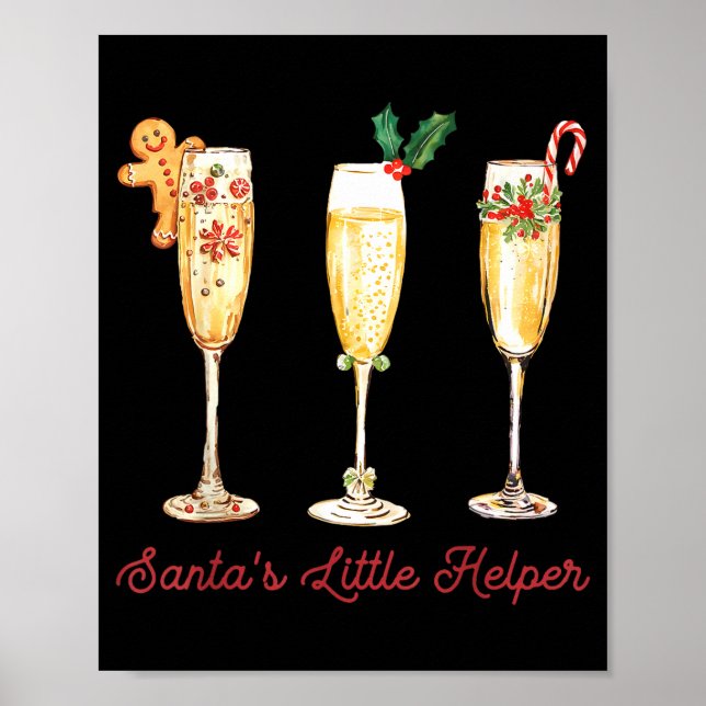 Poster Retro Funny Santa's Little Helper Martini Merry Ch (Devant)