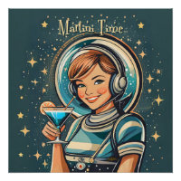Rétro Futuriste Astro Fille Martini Time