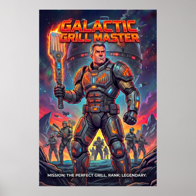 Poster Retro Galactic Grill Master Sci-Fi Parody (Devant)