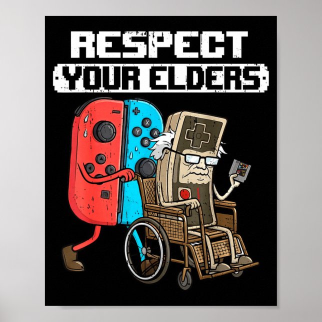 Poster Retro Gaming Funny Gamer Controller 80s Respect Yo (Devant)