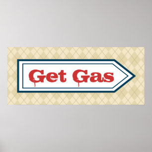 Poster Retro Get Gas Diner Gare Station Panneau Art