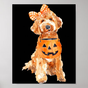 Poster Retro Goldendoodle Citrouille Jack O Lanterne