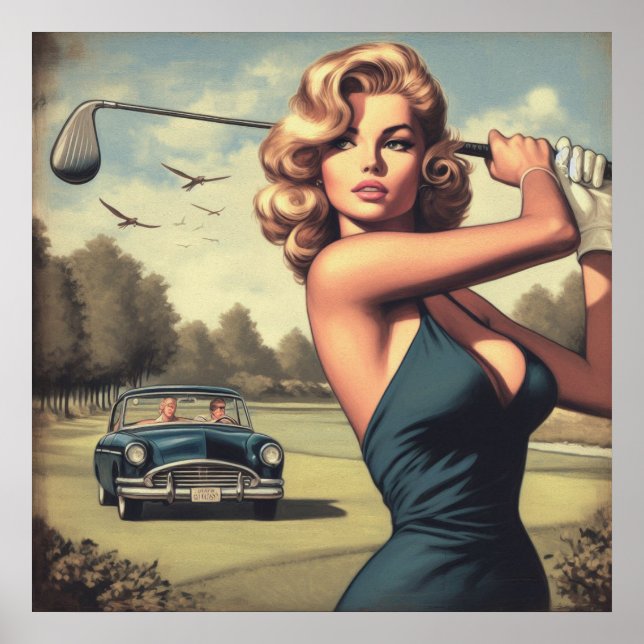 Poster Retro Golf Girl (Devant)