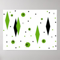 Poster Retro Green Diamonds & Starburts