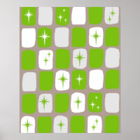 Poster Retro Green & White Starburst