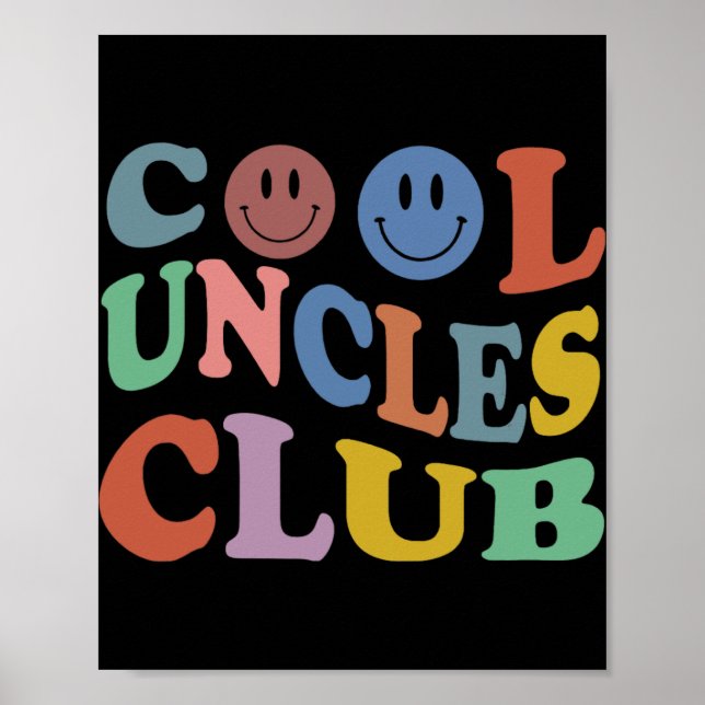 Poster Retro Groovy Cool Uncles Club Smile Face Funny New (Devant)