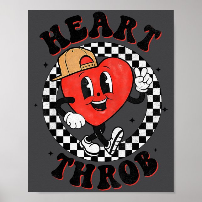 Poster Retro Groovy Heart Throb Valentines Day Toddlers B (Devant)