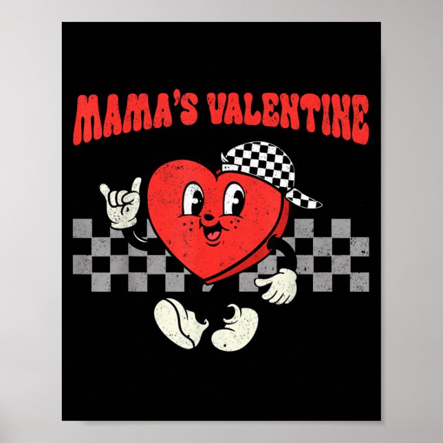 Poster Retro Groovy Heart Throb Valentines Day Toddlers B (Devant)