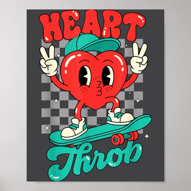 Poster Retro Groovy Heart Throb Valentines Day Toddlers B (Devant)