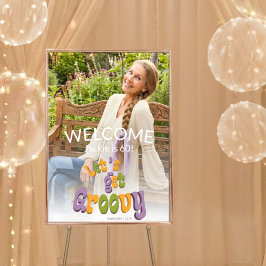 Poster Retro Groovy Photo 60th Birthday Party