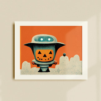 Poster Retro Halloween Robot 001 ・ Joli Kids Art