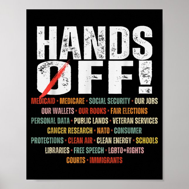 Poster Retro Hands Off Protest Public Lands Medicare Patr (Devant)