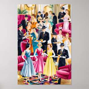 Poster Retro Holiday Cocktail Party