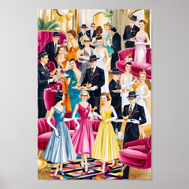 Poster Retro Holiday Cocktail Party (Devant)