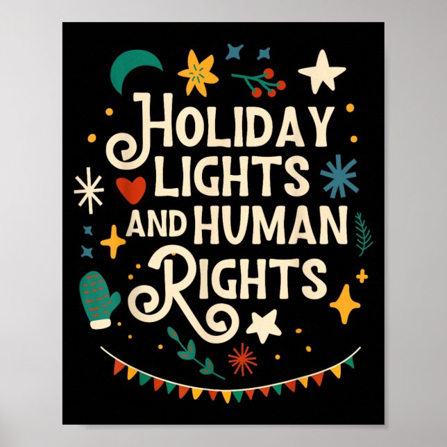 Poster Retro Holiday Lights And Human Rights Suprters Chr (Devant)