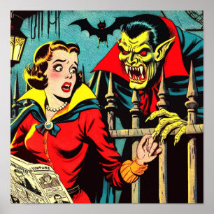 Poster Retro Horror Vampire Comics