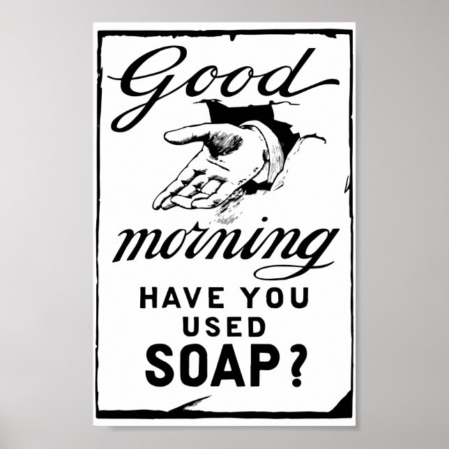 Poster rétro hygiène et se laver les mains (Devant)