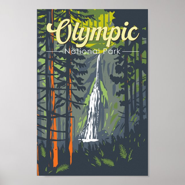 Poster Retro Illustration du Parc National Olympique (Devant)
