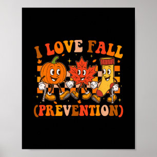 Poster Rétro J'aime la prévention des chutes Physiothérap