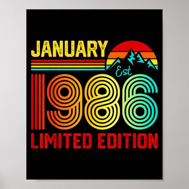 Poster Retro January 1986 Limited Edition 40-year-old 40t (Devant)