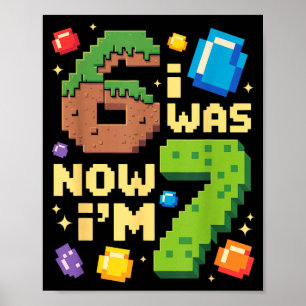 Poster Rétro J'avais 6 ans Maintenant j'ai 7 ans Cadeau d
