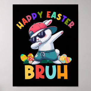 Poster Retro Joyeux Pâques Bruh Dabbing Bunny Garçons