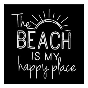 Poster Rétro La plage est mon endroit heureux Funny Summe