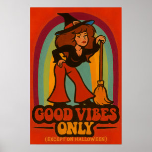 Poster Retro les années 70 Halloween Witch