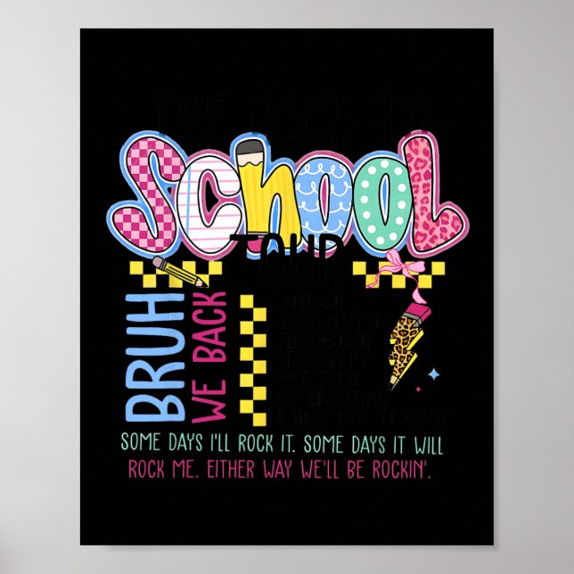 Poster Retro Lightning Bolt Back To School Tour Teacher K (Devant)