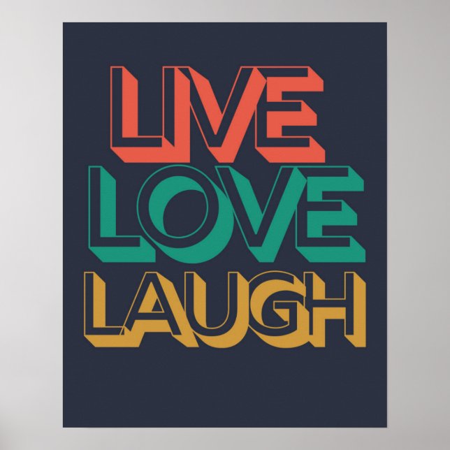 Poster Retro Live Laugh Love 80s Typographie (Devant)