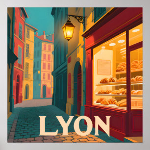 Poster Retro Lyon : Ville Française