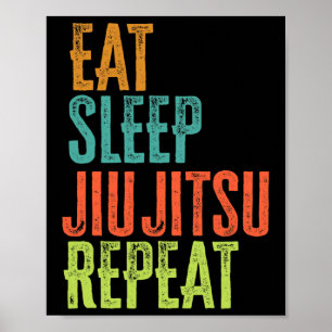 Poster Retro Manger Sleep Jiu Jitsu Répéter Martial Art S
