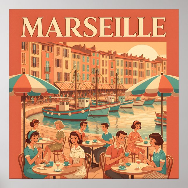 Poster Retro Marseille : 1950 Côte d'Azur (Devant)