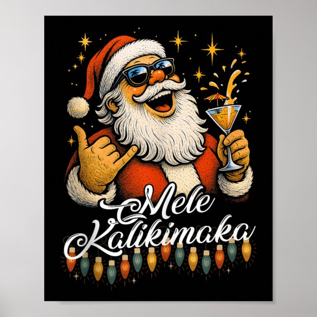 Poster Retro Mele Kalikimaka Hawaiian Christmas Tail, Par (Devant)