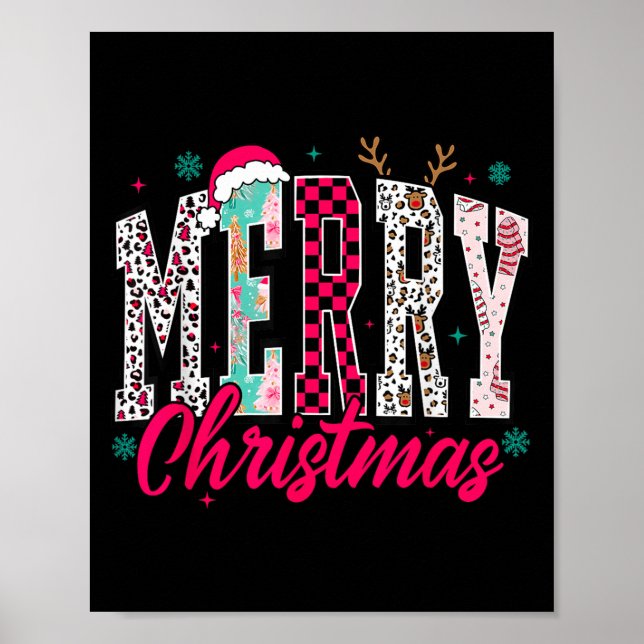 Poster Retro Merry Christmas Family Xmas Christmas Womans (Devant)