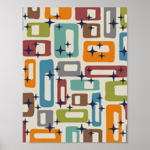 Poster Retro Mid-Century Moderne Abstrait