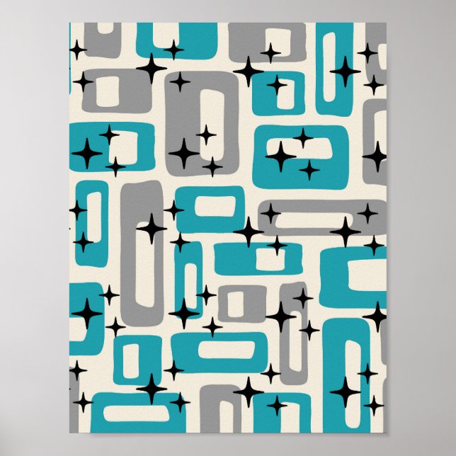 Poster Retro Mid-Century Moderne Abstrait (Devant)
