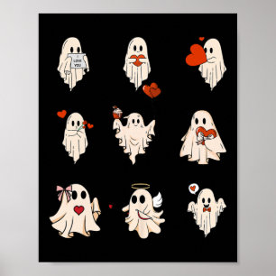Poster Rétro Mignonne Fantôme Valentines Journée Femmes H