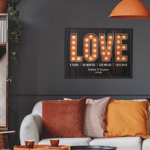 Poster Retro Milestone 5e Anniversaire Amour personnalisé