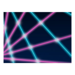 Poster Rétro néon de la lumière laser 80s d'arrière -