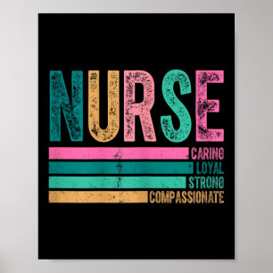 Poster Retro Nurse Traits Design Soins Loyal Fort