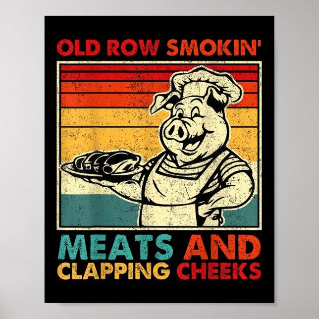 Poster Retro Old Row Smoking Meats And Clapping Cheeks Fu (Devant)