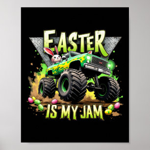 Poster Retro Pâques est mon camion Monster de confiture t