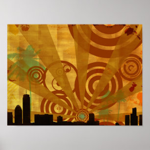 Poster rétro paysage urbain
