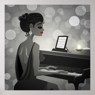 Poster Retro Piano Player