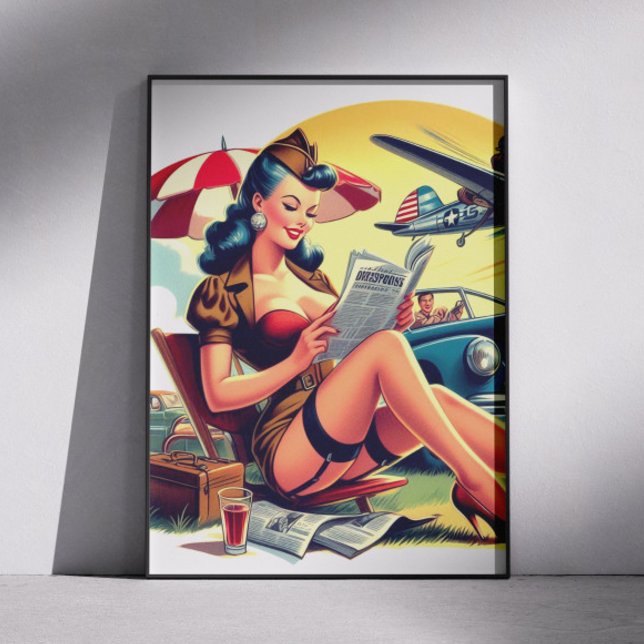 Poster Retro Pilot Pin-up (Créateur téléchargé)