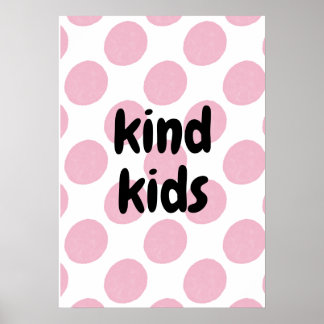 Poster Retro Pink Polka Dot Pattern Modern Nursery Print