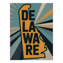 Poster Retro Pop Art Delaware State Map Design