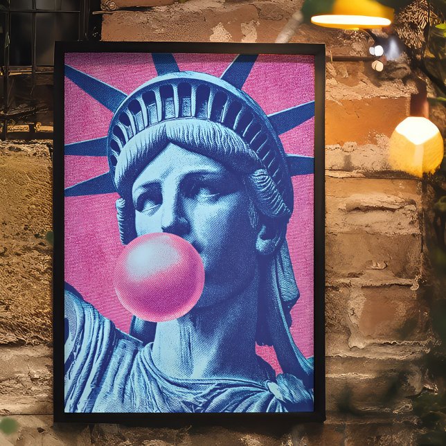 Poster Retro Pop Art Lady Liberty (Make a bold statement with this pop art-style Statue of Liberty poster)
